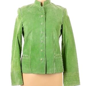 Charter Clube Suede Leather Jacket Pistachio Green Size 10P